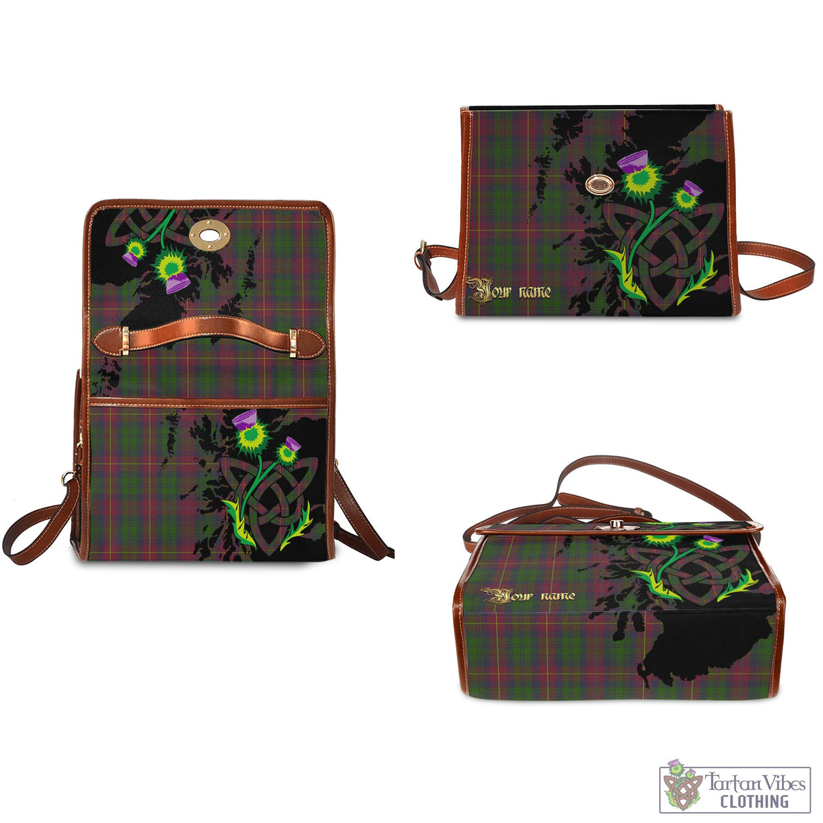Cairns Tartan Waterproof Canvas Bag with Scotland Map and Thistle Celtic Accents - Tartan Vibes Clothing