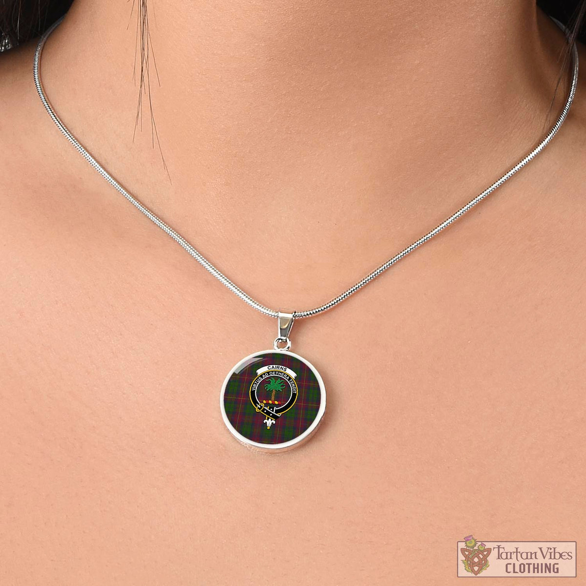 Cairns Tartan Circle Necklace with Family Crest - Tartan Vibes Clothing