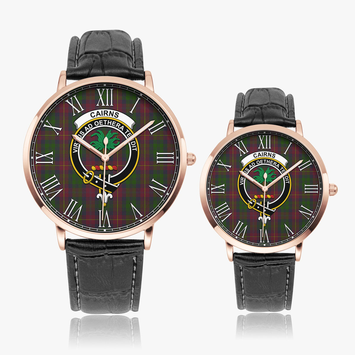 Cairns Tartan Family Crest Leather Strap Quartz Watch - Tartan Vibes Clothing