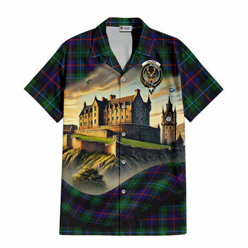 Calder Tartan Family Crest Hawaiian Shirt with Scottish Ancient Castle Style Kid - Tartan Vibes Clothing