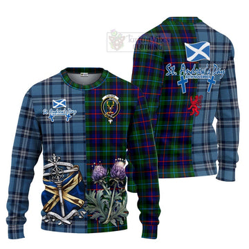 Calder Tartan Knitted Sweater Happy St. Andrew's Day Half Tartan Style Unisex - Tartan Vibes Clothing