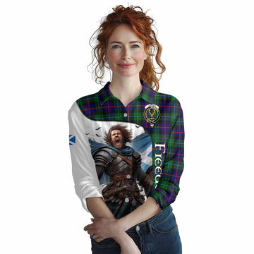 Calder Crest Tartan Women's Casual Shirt Inspired by the Freedom of Scottish Warrior