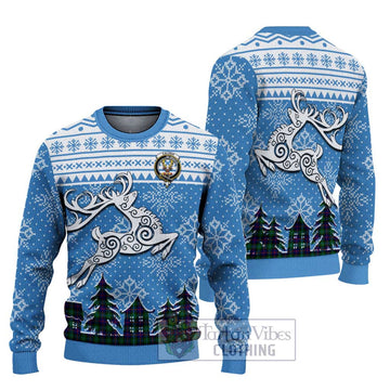 Calder Clan Christmas Ugly Sweater with Tartan and Celtic Reindeer Style