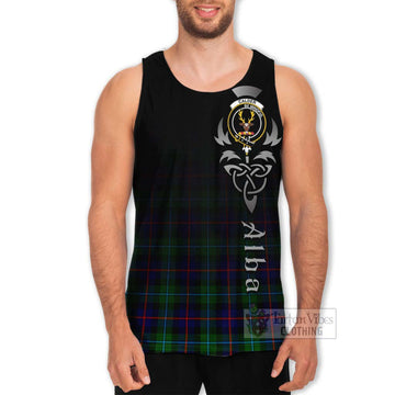 Calder Tartan Men's Tank Top Featuring Alba Gu Brath Family Crest Celtic Inspired