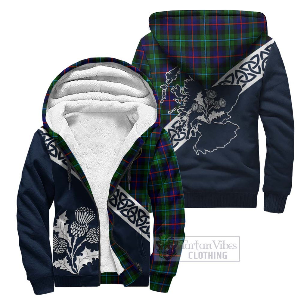 Tartan Vibes Clothing Calder Tartan Sherpa Hoodie Featuring Thistle and Scotland Map