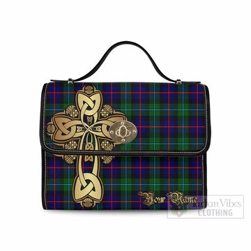 Calder Tartan Waterproof Canvas Bag Golden Thistle Celtic Cross Style