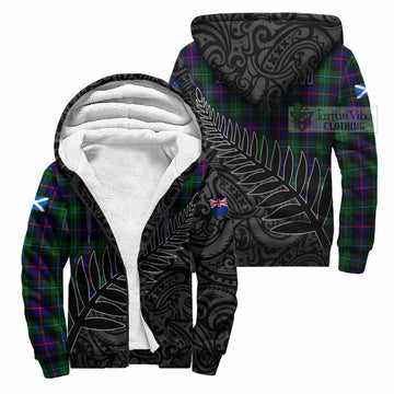 Calder Crest Tartan Sherpa Hoodie with New Zealand Silver Fern Half Style