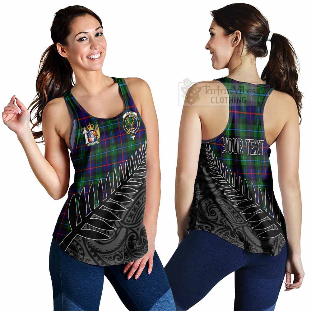 Tartan Vibes Clothing Calder Crest Tartan Women's Racerback Tanks with New Zealand Silver Fern Half Style