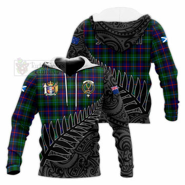 Calder Crest Tartan Knitted Hoodie with New Zealand Silver Fern Half Style