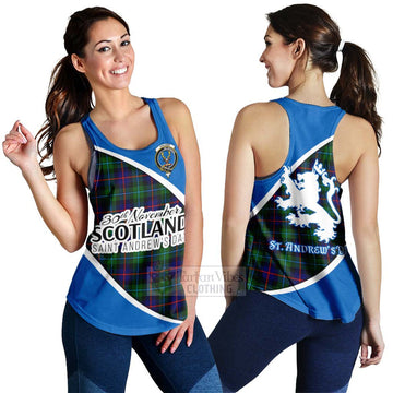 Calder Family Crest Tartan Women's Racerback Tanks Celebrate Saint Andrew's Day in Style