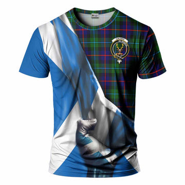 Calder Tartan T-Shirt with Family Crest Scotland Patriotic Style