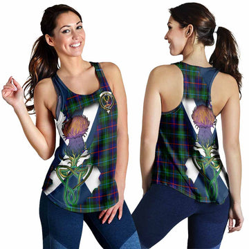 Calder Tartan Family Crest Women's Racerback Tanks Scottish Thistle Celtic Inspired 4XL - Tartan Vibes Clothing