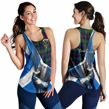 Calder Tartan Women's Racerback Tanks with Family Crest Scotland Patriotic Style 4XL - Tartan Vibes Clothing