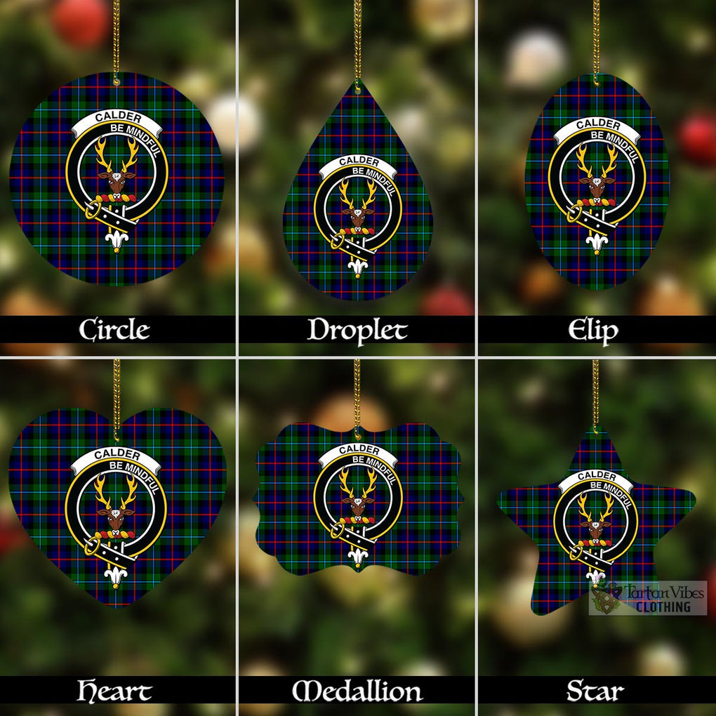 Tartan Vibes Clothing Calder Tartan Christmas Aluminium Ornament with Family Crest