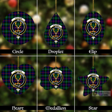 Calder Tartan Christmas Aluminium Ornament with Family Crest