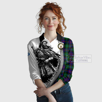 Calder Tartan Clan Crest Women's Casual Shirt with Highlander Warrior Celtic Style