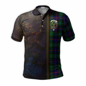 Calder Tartan Family Crest Polo Shirt Alba Gu Brath Be Brave Lion Ancient Style Kid - Tartan Vibes Clothing