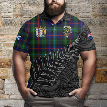 Calder Crest Tartan Polo Shirt with New Zealand Silver Fern Half Style