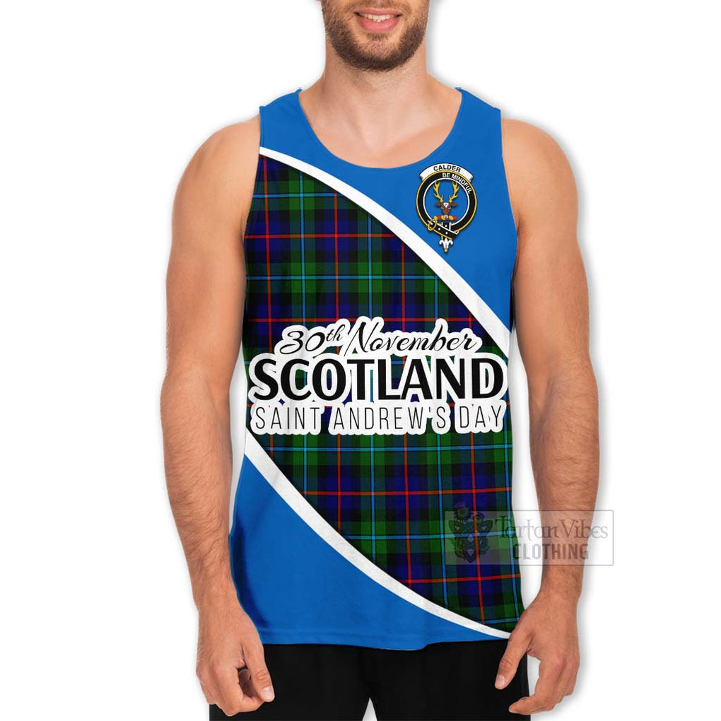 Tartan Vibes Clothing Calder Family Crest Tartan Men's Tank Top Celebrate Saint Andrew's Day in Style