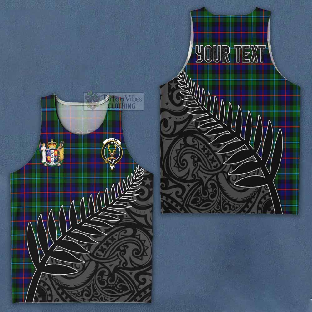 Tartan Vibes Clothing Calder Crest Tartan Men's Tank Top with New Zealand Silver Fern Half Style