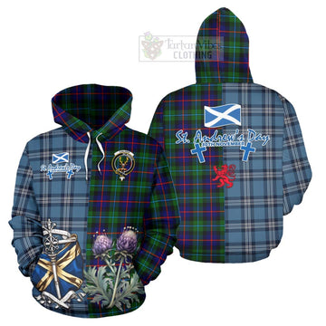 Calder Tartan Hoodie Happy St. Andrew's Day Half Tartan Style