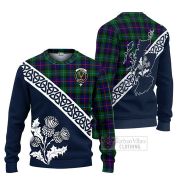 Calder Tartan Ugly Sweater Featuring Thistle and Scotland Map Unisex - Tartan Vibes Clothing