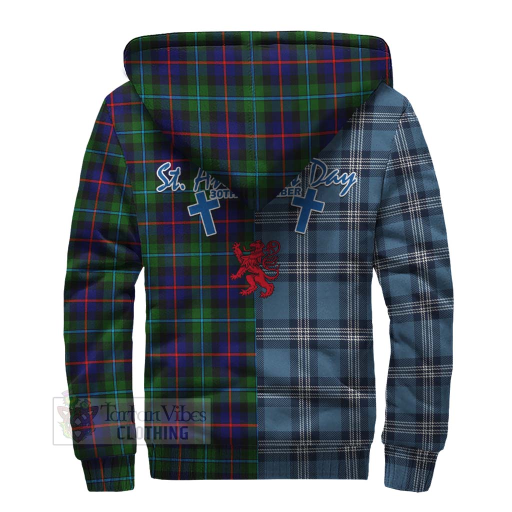 Tartan Vibes Clothing Calder Tartan Sherpa Hoodie Happy St. Andrew's Day Half Tartan Style