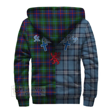 Calder Tartan Sherpa Hoodie Happy St. Andrew's Day Half Tartan Style