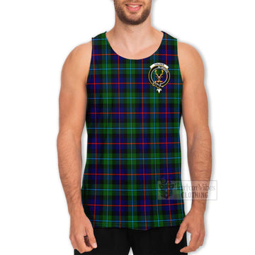 Calder Tartan Men's Tank Top with Family Crest Celtic Skull Style