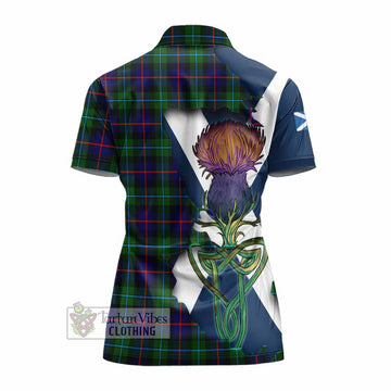 Calder Tartan Family Crest Women's Polo Shirt Scottish Thistle Celtic Inspired - Tartan Vibes Clothing
