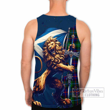 Calder Tartan Family Crest Men's Tank Top with Scottish Majestic Lion