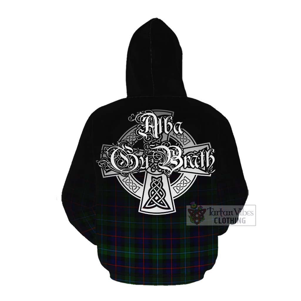 Calder Tartan Cotton Hoodie Featuring Alba Gu Brath Family Crest Celtic Inspired Pullover Hoodie - Tartan Vibes Clothing