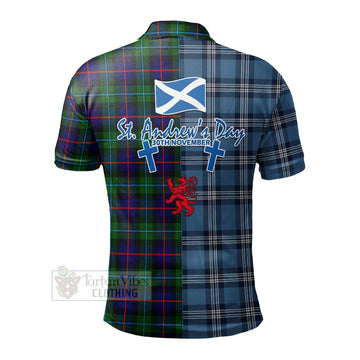 Calder Tartan Polo Shirt Happy St. Andrew's Day Half Tartan Style