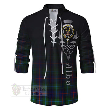 Calder Tartan Ghillie Kilt Shirt Featuring Alba Gu Brath Family Crest Celtic Inspired - Tartan Vibes Clothing
