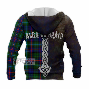 Calder Tartan Family Crest Knitted Hoodie Alba Gu Brath Be Brave Lion Ancient Style - Tartan Vibes Clothing