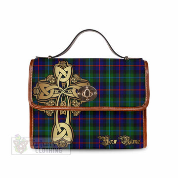 Calder Tartan Waterproof Canvas Bag Golden Thistle Celtic Cross Style