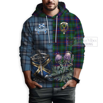 Calder Tartan Hoodie Happy St. Andrew's Day Half Tartan Style