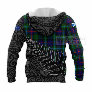 Calder Crest Tartan Knitted Hoodie with New Zealand Silver Fern Half Style