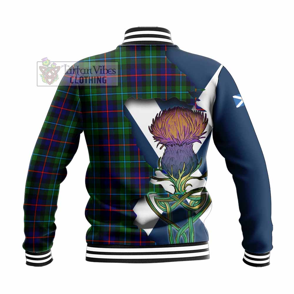 Calder Tartan Family Crest Baseball Jacket Scottish Thistle Celtic Inspired - Tartan Vibes Clothing
