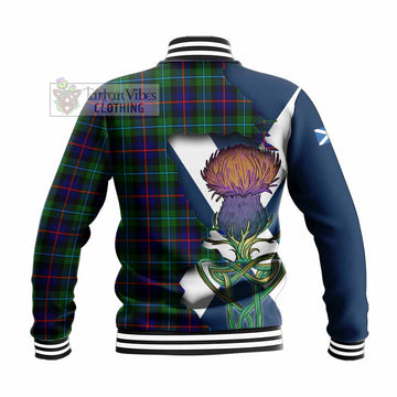 Calder Tartan Family Crest Baseball Jacket Scottish Thistle Celtic Inspired - Tartan Vibes Clothing