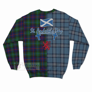 Calder Tartan Sweatshirt Happy St. Andrew's Day Half Tartan Style