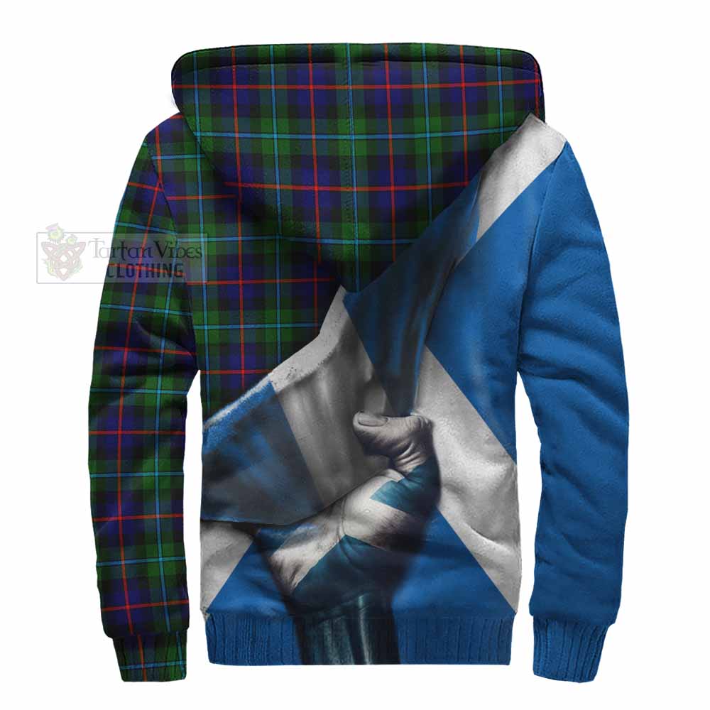 Tartan Vibes Clothing Calder Tartan Sherpa Hoodie with Family Crest Scotland Patriotic Style