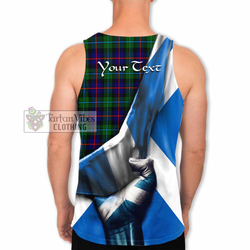 Tartan Vibes Clothing Calder Tartan Men's Tank Top with Family Crest Scotland Patriotic Style