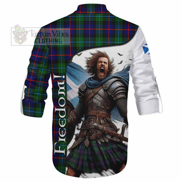 Calder Crest Tartan Ghillie Kilt Shirt Inspired by the Freedom of Scottish Warrior