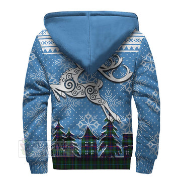 Calder Clan Christmas Sherpa Hoodie Celtic Reindeer Style