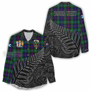 Calder Crest Tartan Women's Casual Shirt with New Zealand Silver Fern Half Style