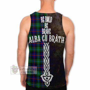 Calder Tartan Family Crest Men's Tank Top Alba Gu Brath Be Brave Lion Ancient Style - Tartan Vibes Clothing