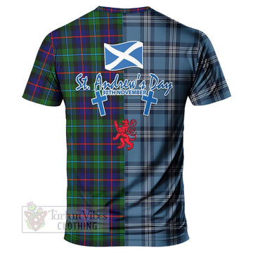 Calder Tartan T-Shirt Happy St. Andrew's Day Half Tartan Style