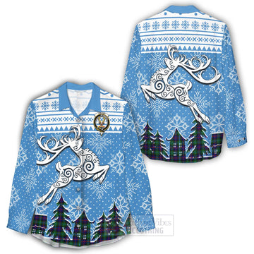 Calder Clan Christmas Women's Casual Shirt Celtic Reindeer Style