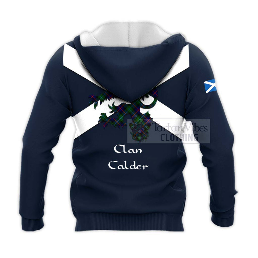 Tartan Vibes Clothing Calder Tartan Lion Rampant Knitted Hoodie – Proudly Display Your Heritage with Alba Gu Brath and Clan Name